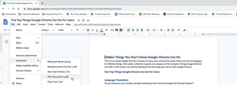 Save Microsoft Word as PDF in Google Docs