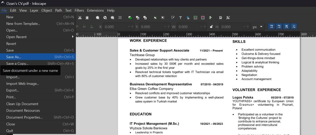 Saving PDF as SVG in Inkscape