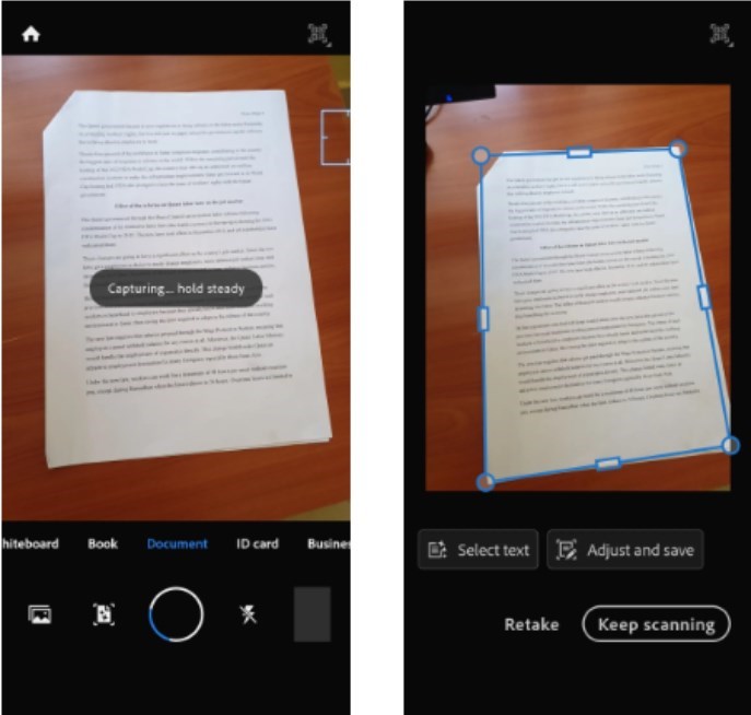 Scan Text with Adobe Scan