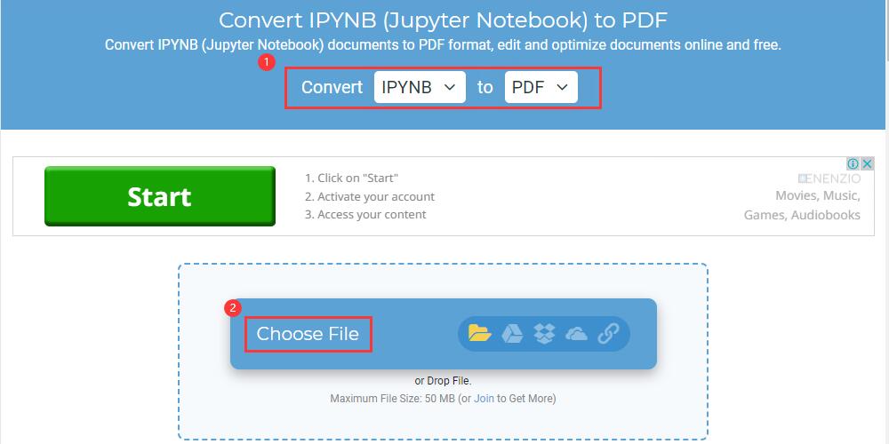 Select Input and Output Formats and Upload File