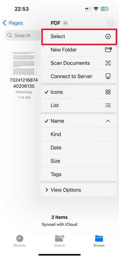 Select Screenshots in Files