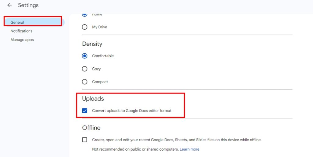 Set Up Uploaded Files to Google Docs Editor Format
