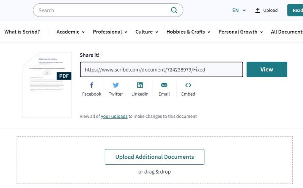 Share PDF Using Scribd