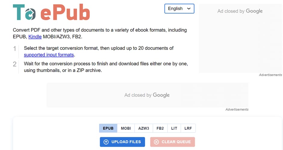Toepub Online PDF to EPUB Converter