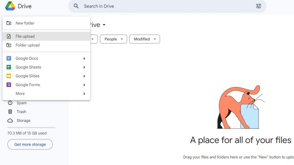 Upload File from Google Drive
