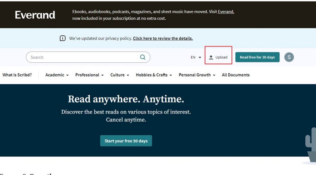 Upload PDF to Scribd