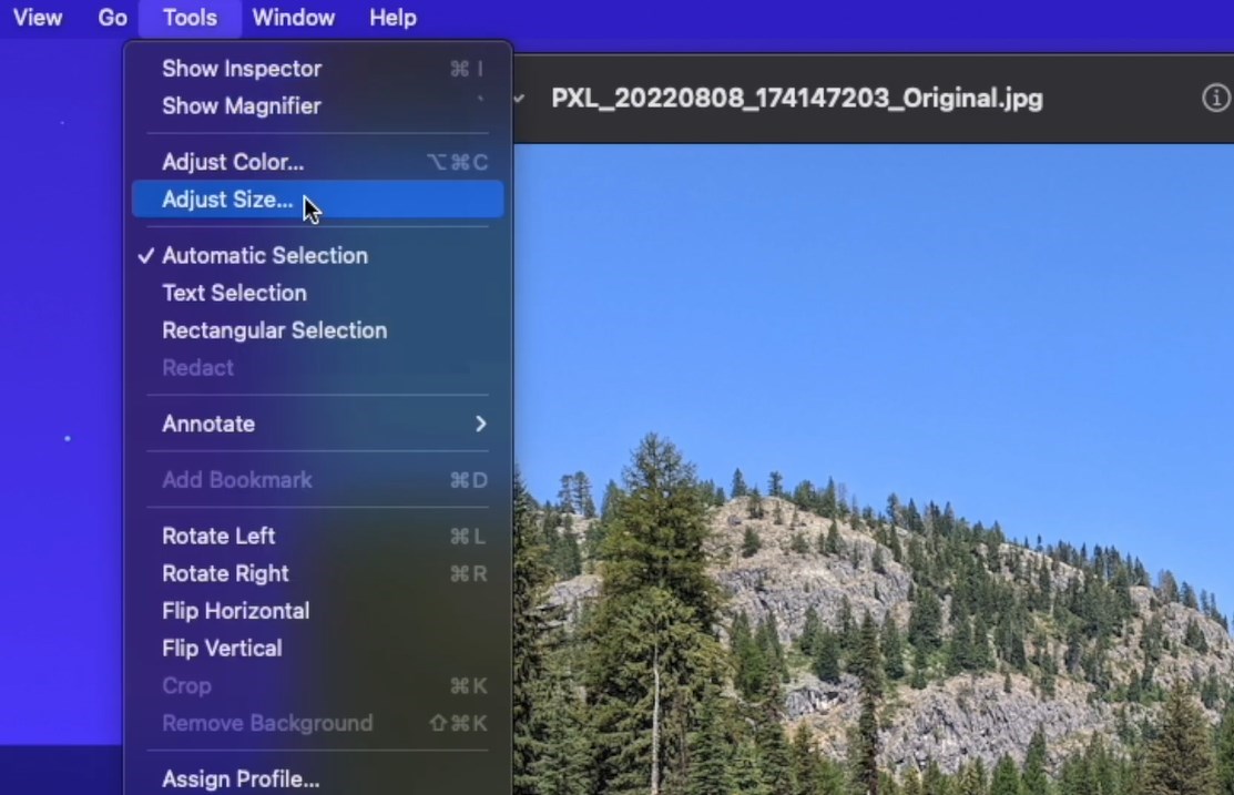 Access the Resize Tool on Mac Preview