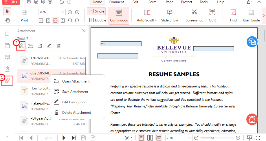 Attach Files in PDF with PDFgear for Free