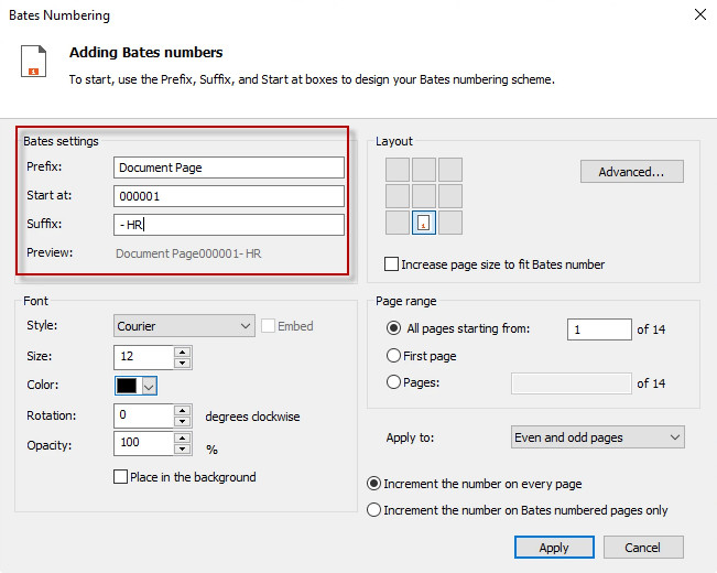 Add Bates Number to PDF in Nitro