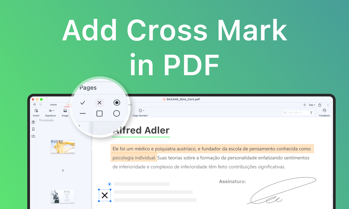 Add Cross Mark in a PDF