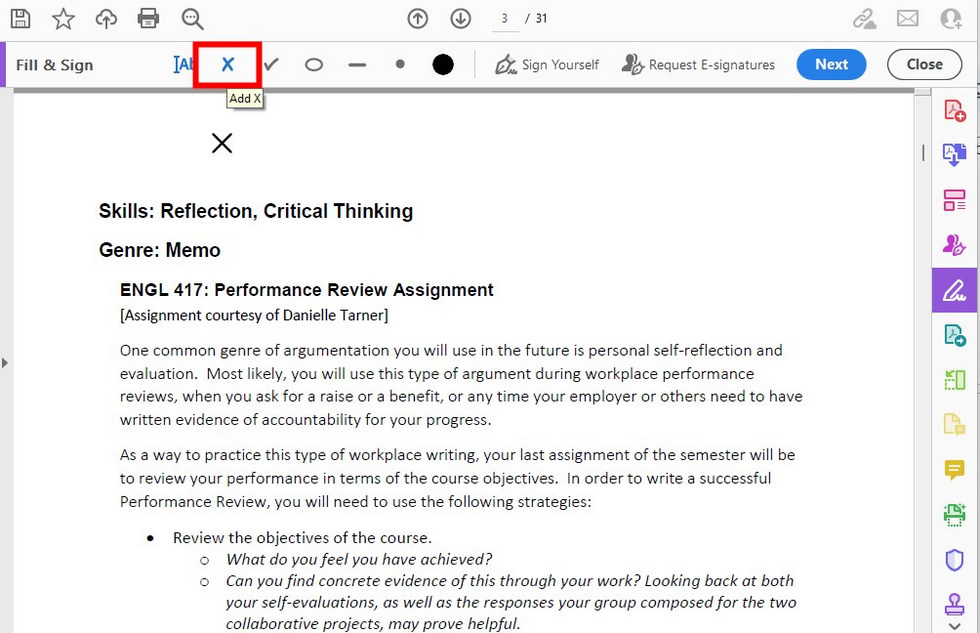 Add Cross Mark in PDF in Adobe Acrobat