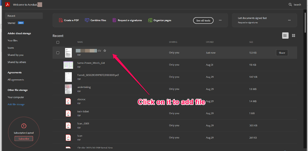 Add Document to Acrobat