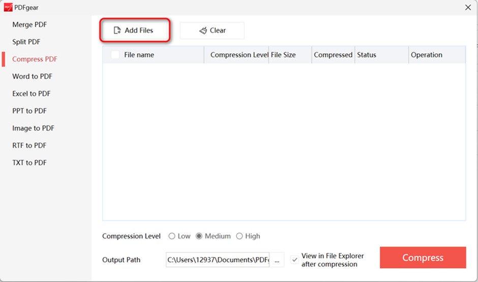 Add Files to PDFgear