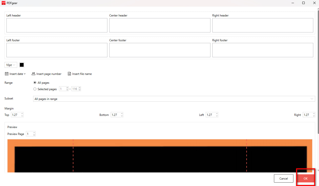 Set Header and Footer Parameters and Styles in PDFgear