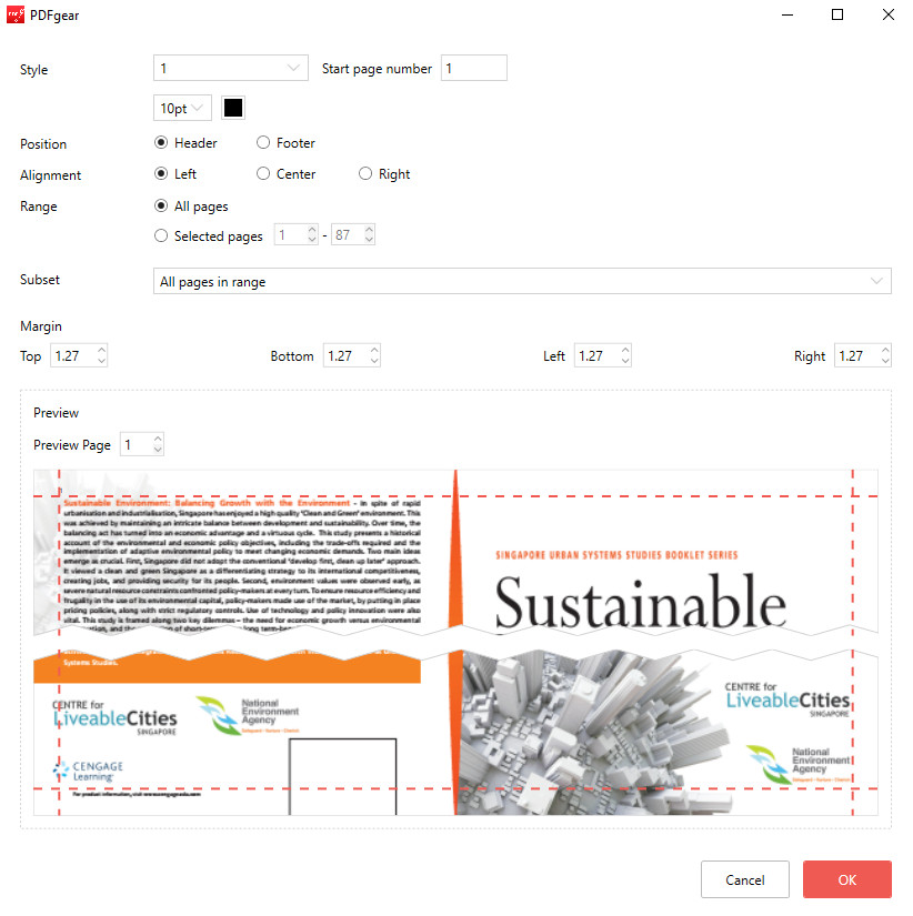 Customize the Page Number Settings
