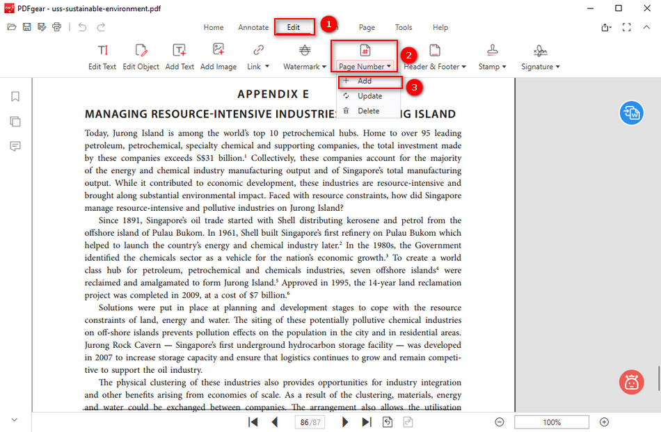 Add Page Numbers to PDF Using PDFgear