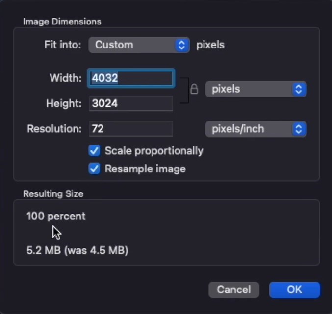 Adjust the Image Size with Mac Preview