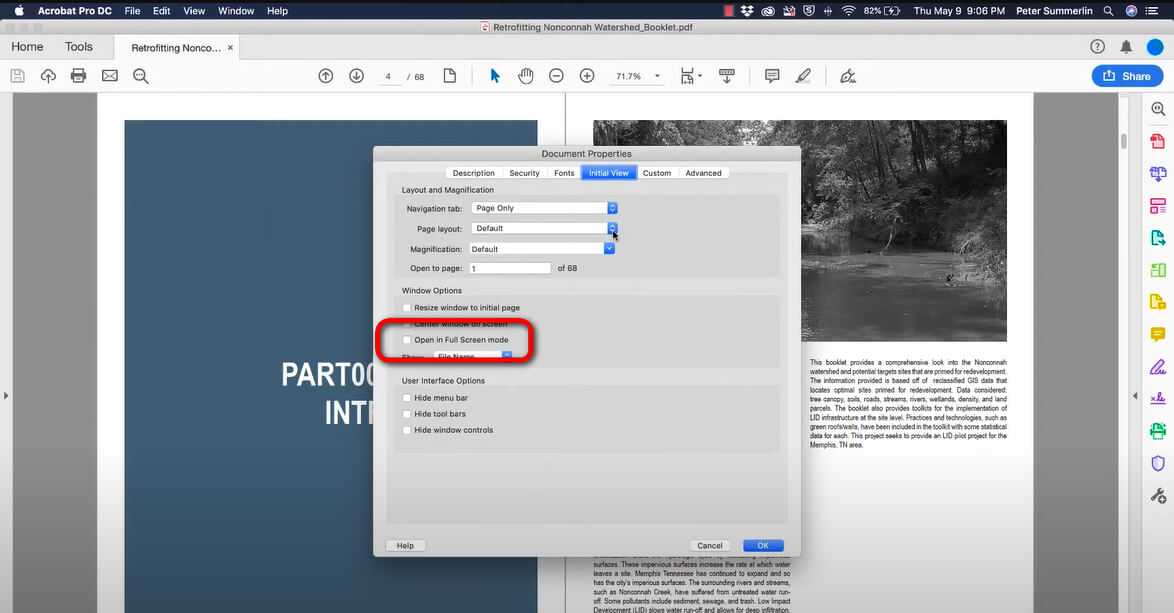 Change Initial View in Acrobat