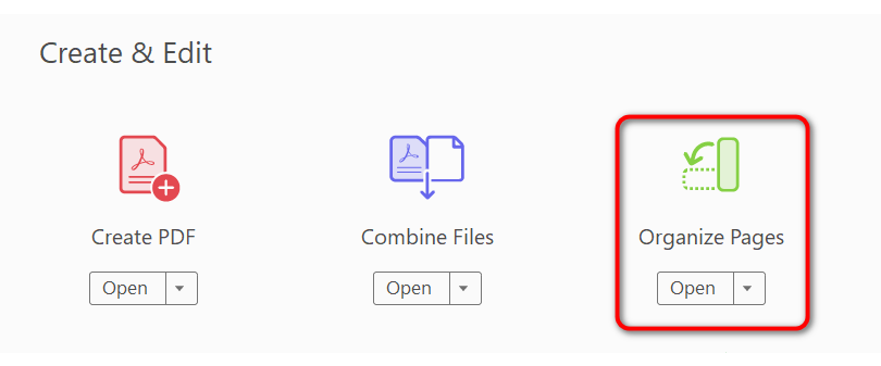 Access "Organize Pages"