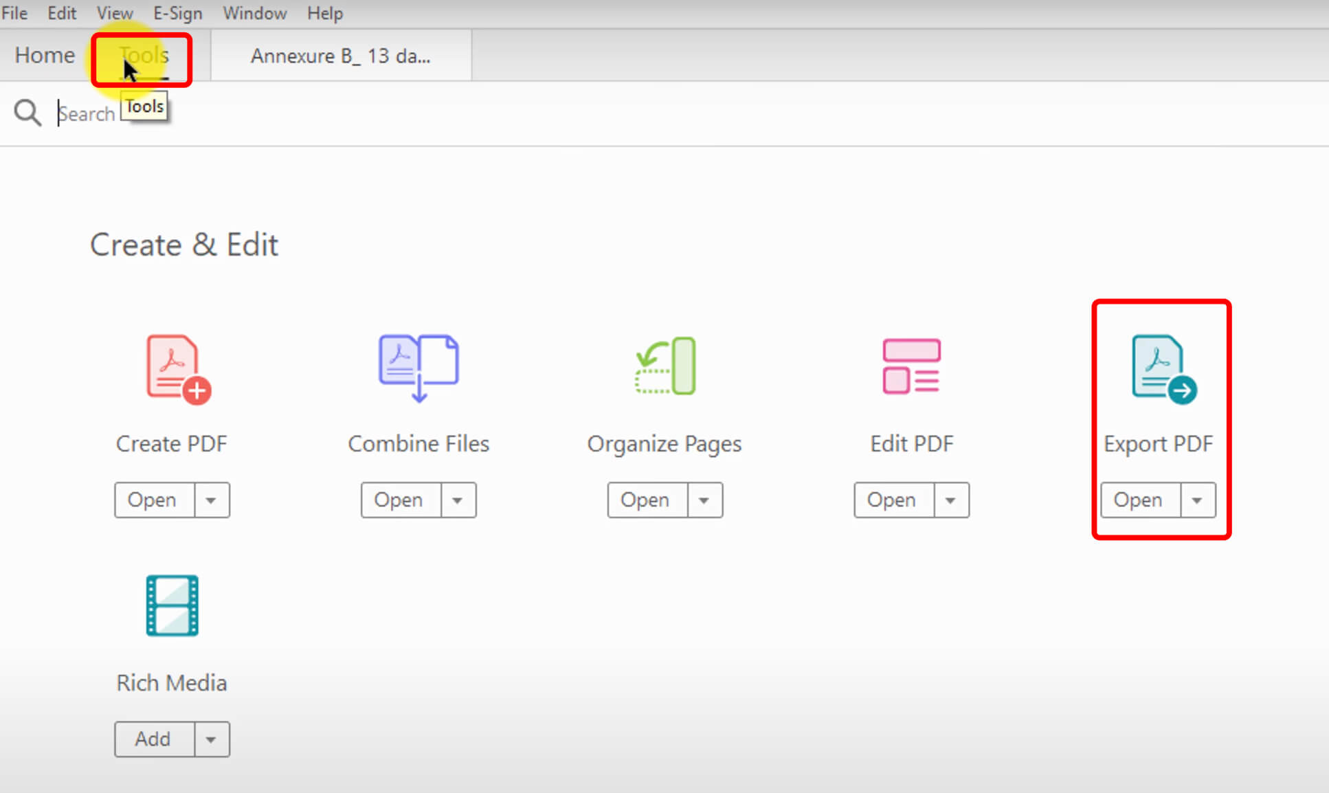 Export PDF from Adobe Acrobat