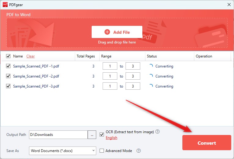 Batch Convert Scanned PDF to Word