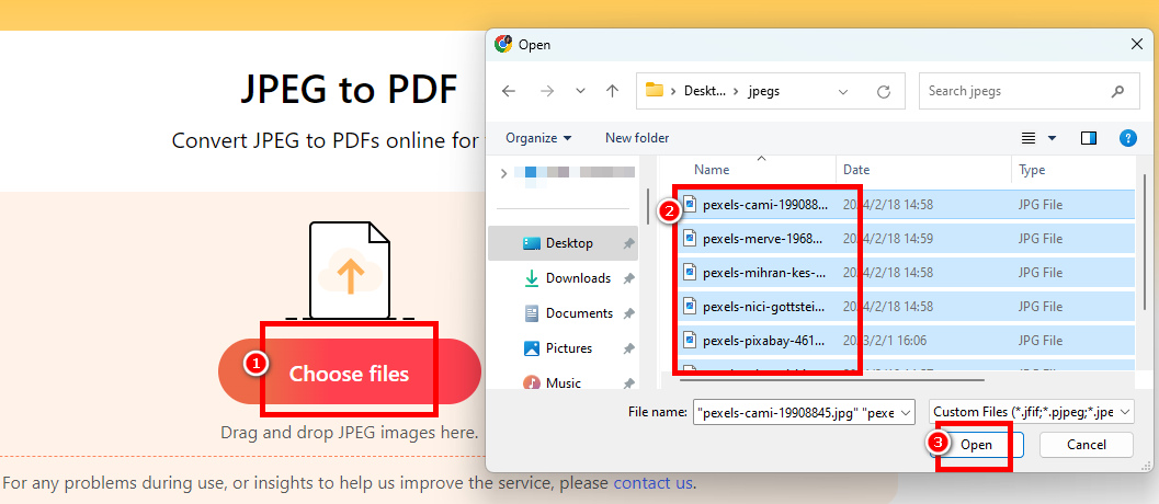 Add JPEGs to the PDFgear