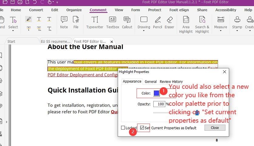 Change All Highlight Color in Foxit