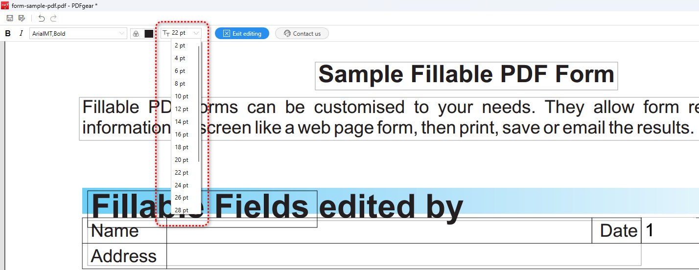 Change Font Size