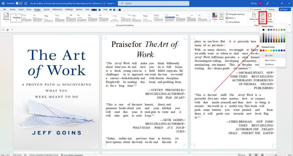 Set the Background Color in Microsoft Word