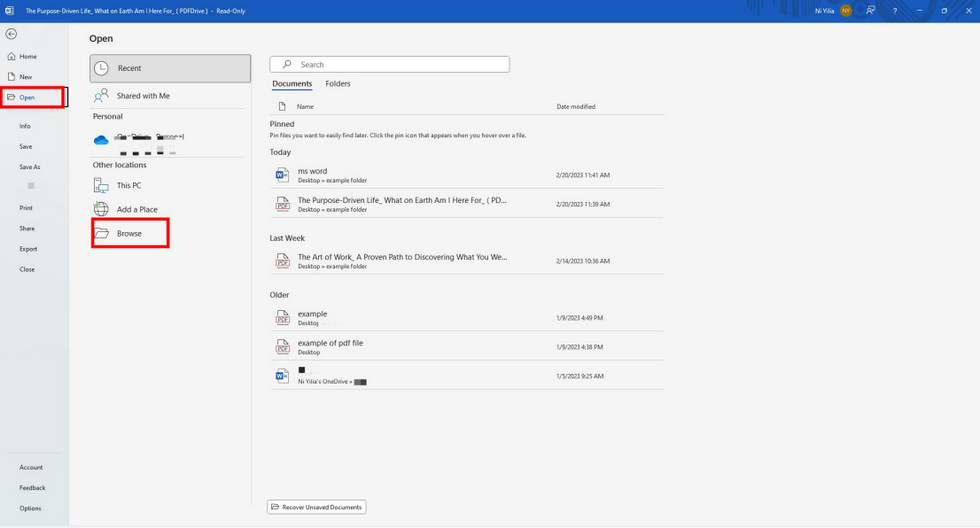Open PDF Files through Microsoft Word