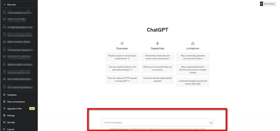 The Main Interface of ChatGPT