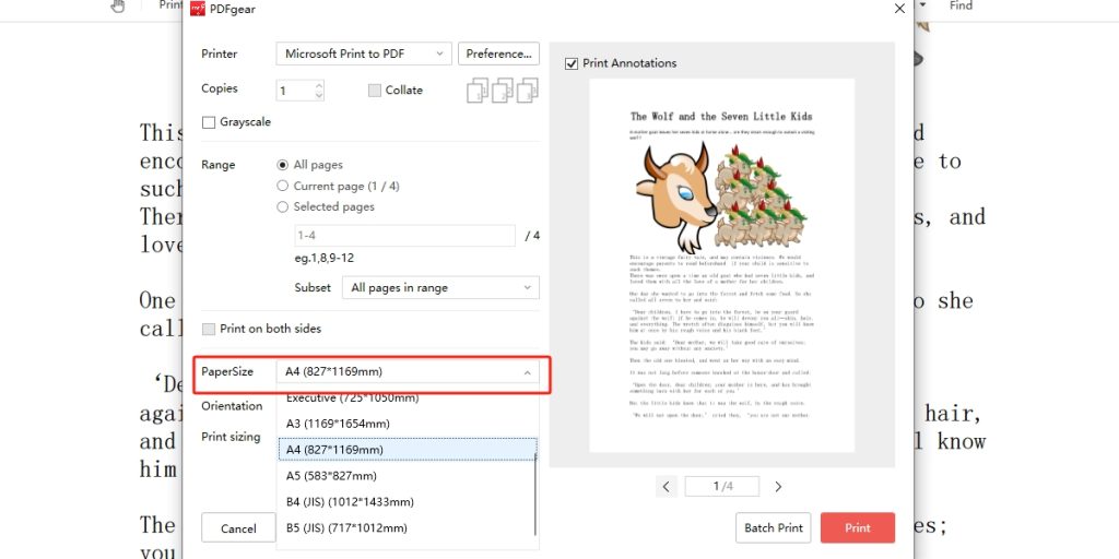 Change Page Size