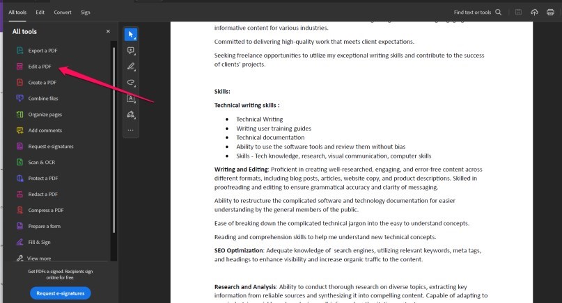 Edit a PDF in Adobe Acrobat