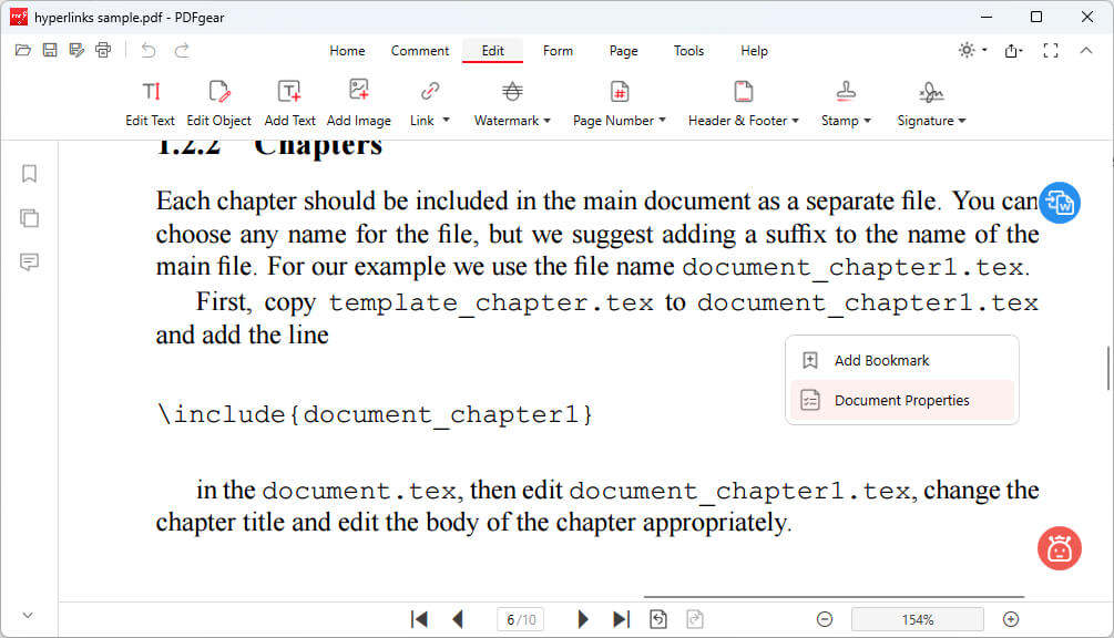 Click Document Properties