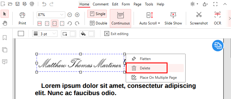 Delete a Signature from PDF with PDFgear
