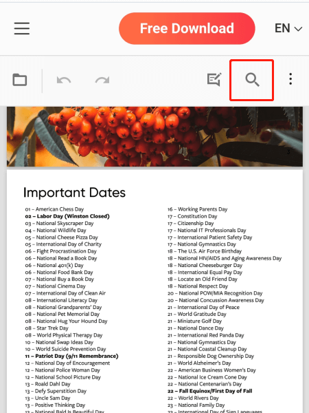 Click on the Search Icon Online