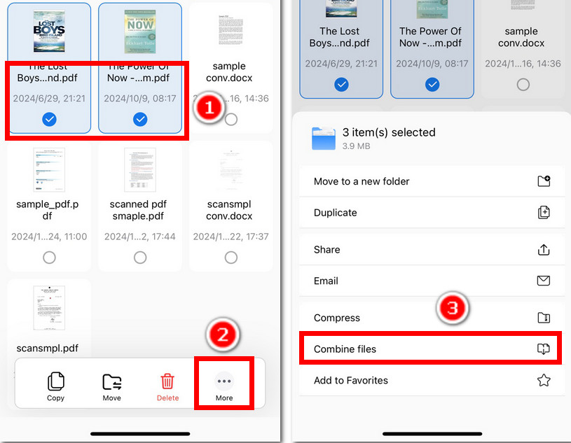 Combine PDFs on iPhone with PDFgear
