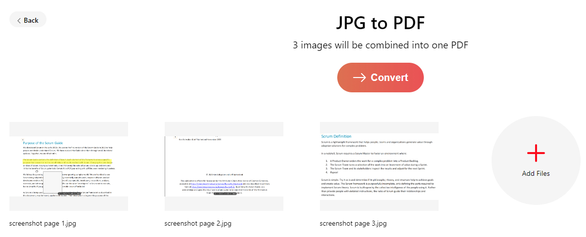 Combine PDF Screenshots