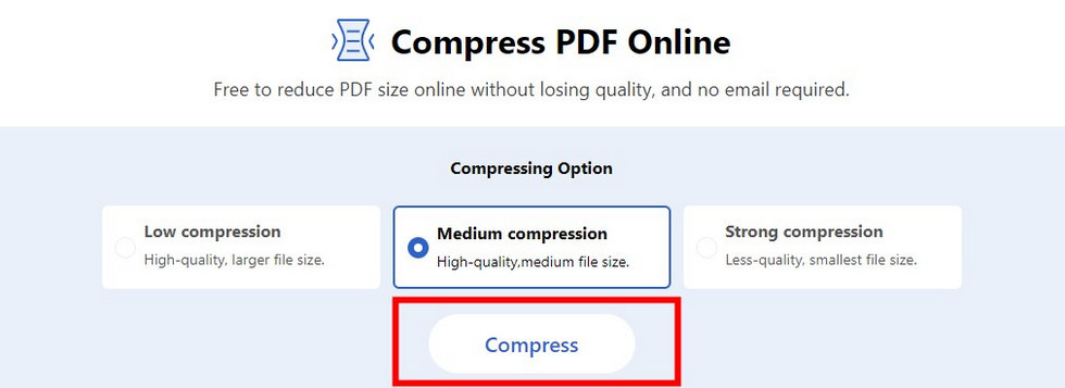 Compress a PDF in PDFgear Online