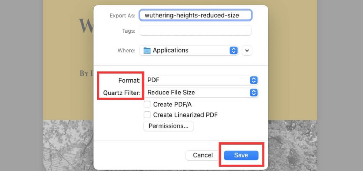Compress a PDF in Preview