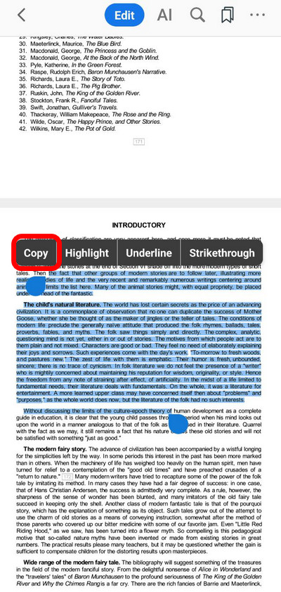 Copy Text from PDF with PDFgear for Android