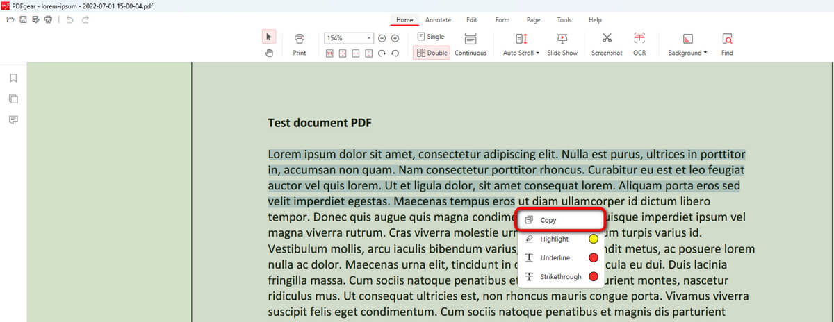 Copy PDF Text in PDFgear