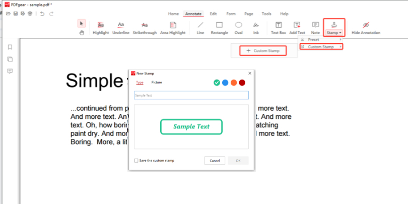 Add Custom Stamp
