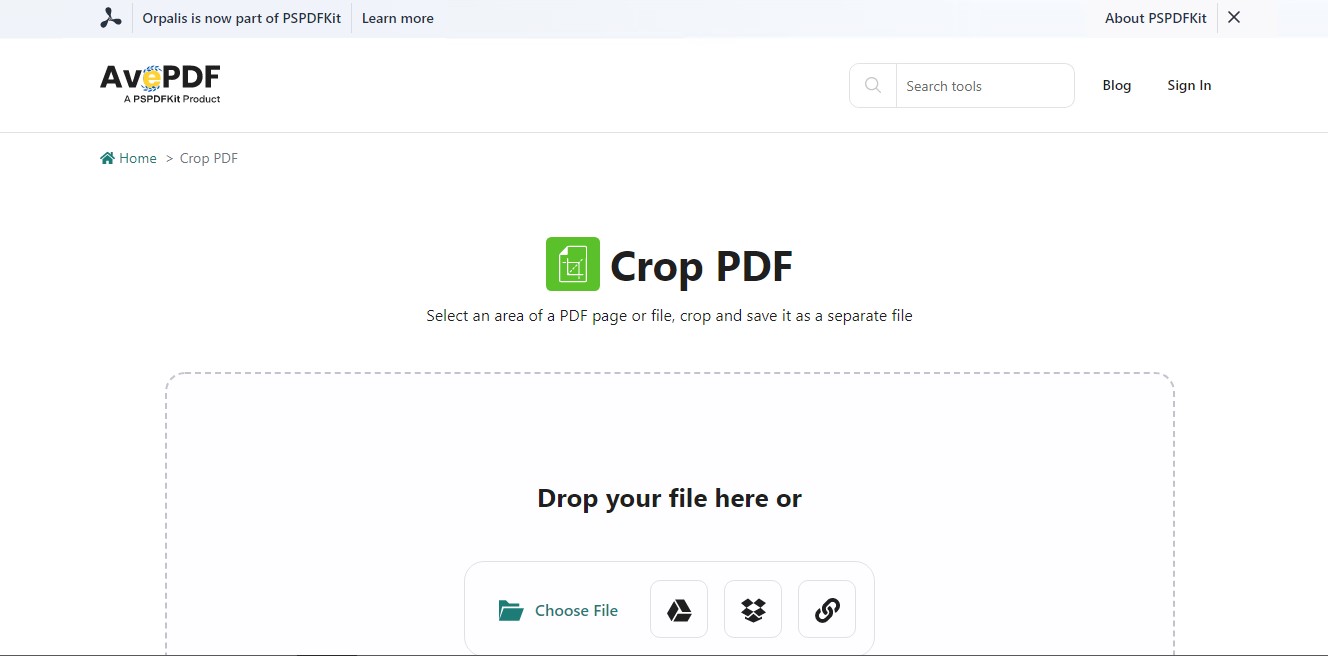 Crop PDF in AvePDF