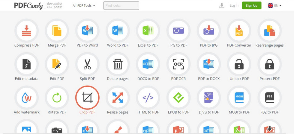 Crop PDF in PDFCandy
