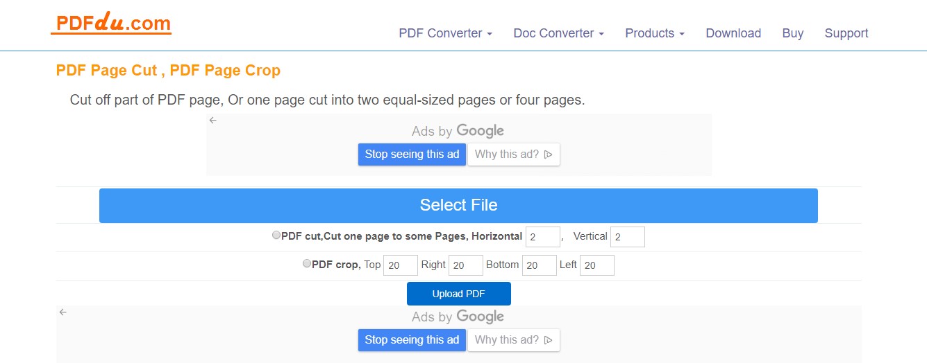 Crop PDF in PDFdu