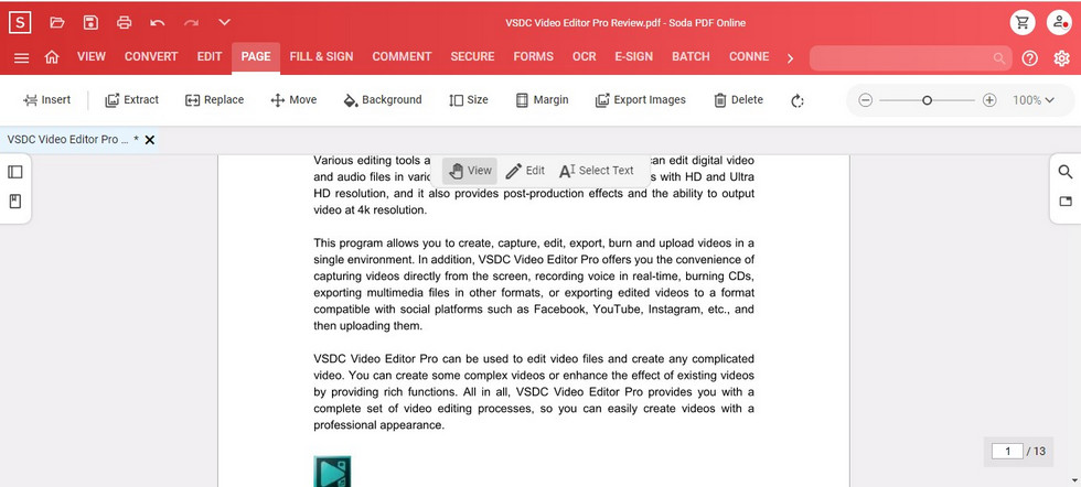 Crop PDF in SodaPDF