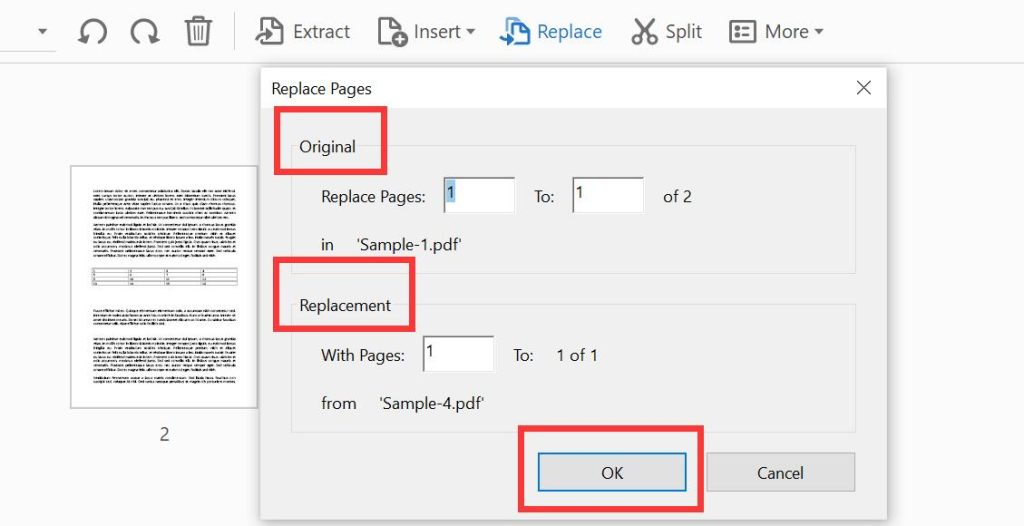 Customize the Page Range to Replace