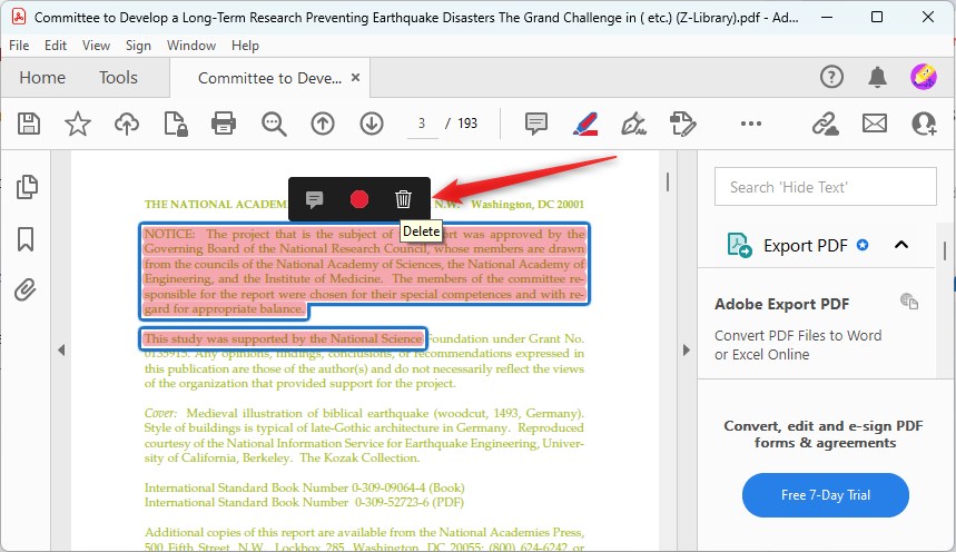 Delete Highlight in Adobe Acrobat