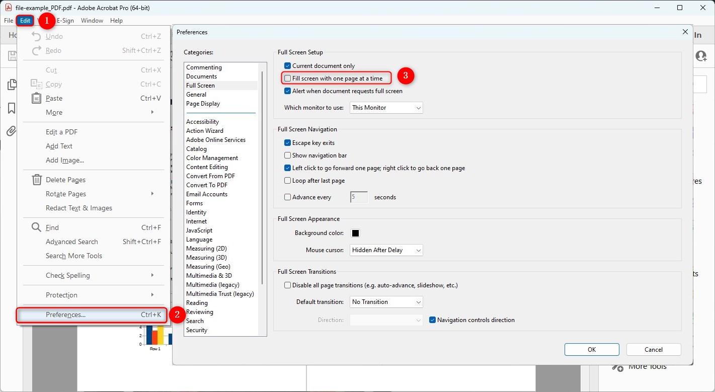 Disable Fill screen with one page at a time